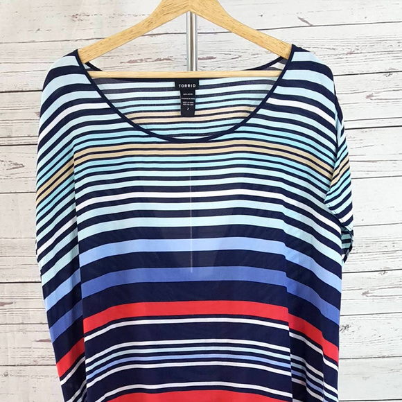 Torrid multi striped draped open back dolman top - Picture 3 of 5